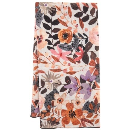 LINEN TEA TOWEL CINNAMON FLORAL