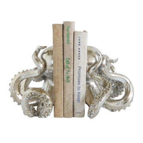 SILVER OCTOPUS BOOKENDS