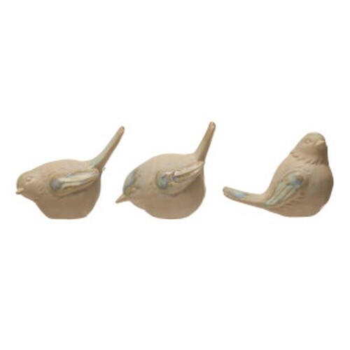 STONEWARE BIRD WHITE REACTIVE GLAZE