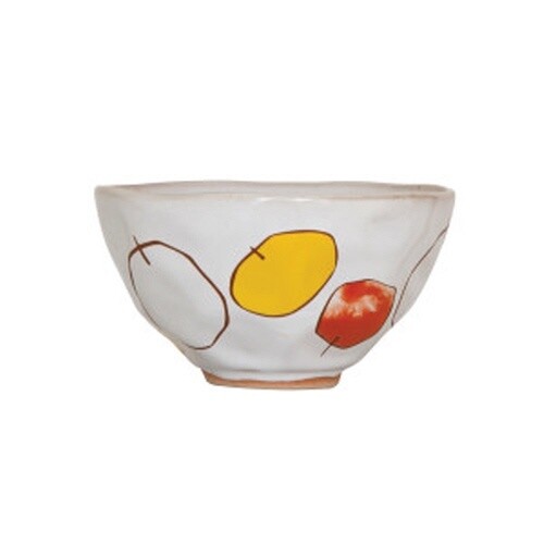 STONEWARE WHITE BOWL W/FRUIT 4.25"