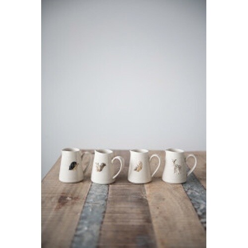 HANDPAINTED WHITE MINI JUGS /ANIMALS ASST