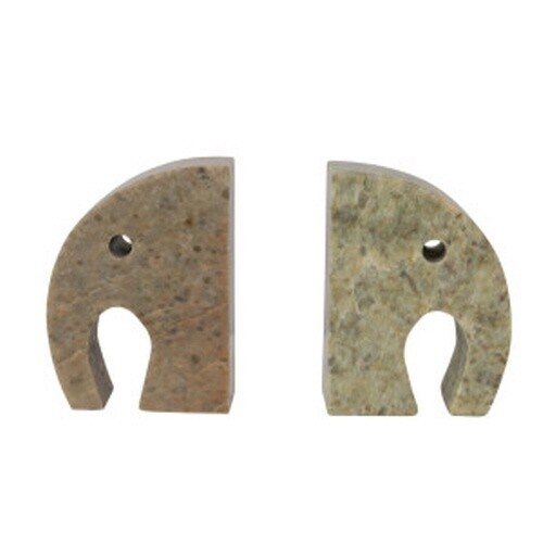 SOAPSTONE ELEPHANT BOOK ENDS