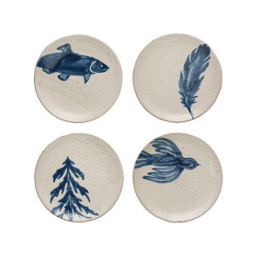 PLATE BEIGE/BLUE HAND PAINTED 4ASST 5"