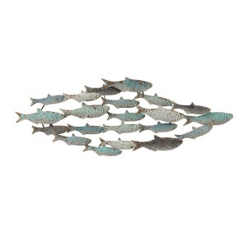 METAL SCHOOL OF FISH WALL ART 39.5X14"