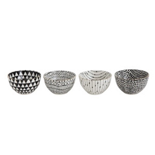 BLACK AND WHITE/GOLD ELECTROPLATE BOWL 5" ASST