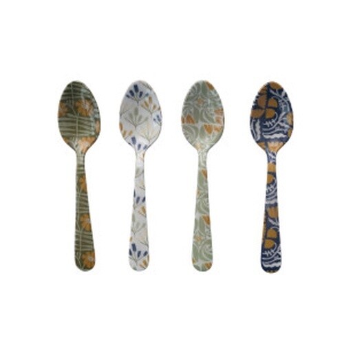 ENAMELED FLORAL STAINLESS STEEL SPOON 5.25"