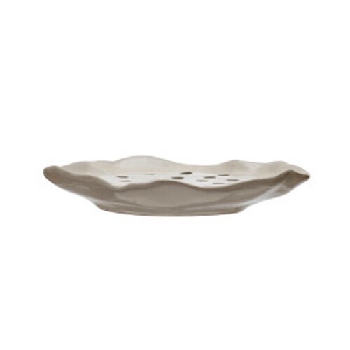 HANDMADE BEIGE SOAP DISH WITH TRAY