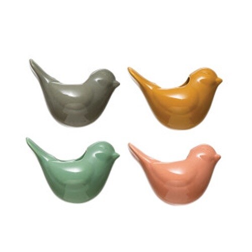 TONEWARE BIRD VASE W/ MAGNET, 4 COLOURS