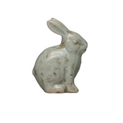TERRA-COTTA RABBIT, DISTRESSED AQUA