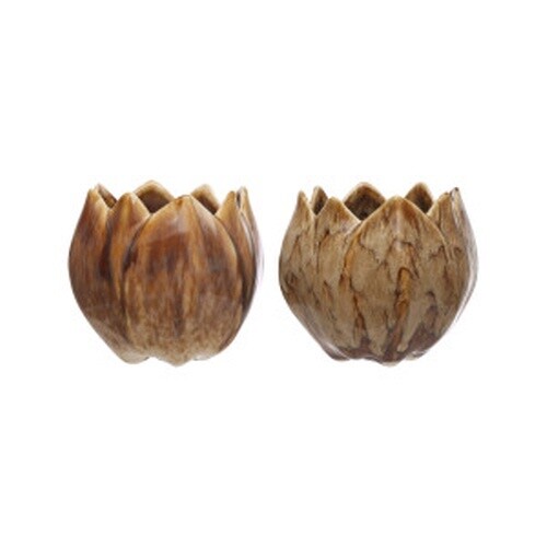 4-3/4" ROUND X 4-1/2"H STONEWARE FLOWER SHAPED PLANTER