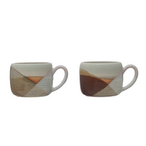 16 OZ. STONEWARE MUG W/ DESIGN, REACTIVE GLAZE