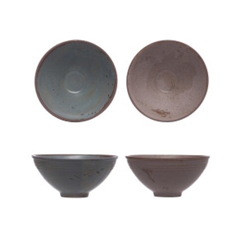 7-1/4" ROUND X 3-1/4"H STONEWARE BOWL, REACTIVE GLAZE