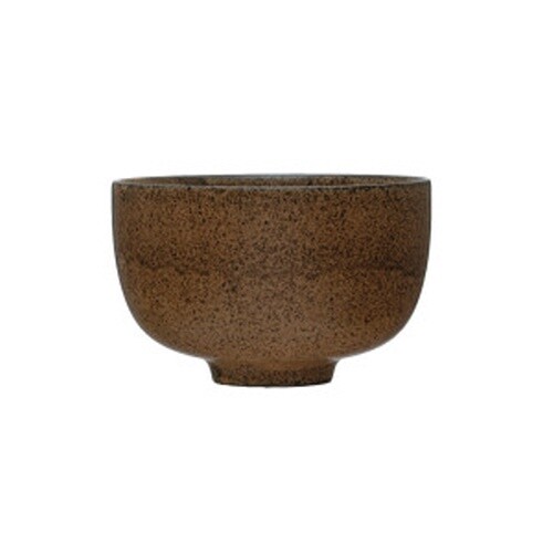 5" ROUND X 3-1/4"H STONEWARE BOWL, REACTIVE GLAZE, BROW