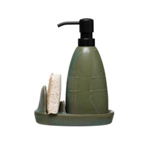 TONEWARE SOAP DISPENSER W/ PUMP, LOOFAH HOLDER &amp; LOOFAH,