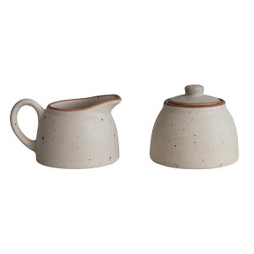 STONEWARE CREAMER &amp;  SUGAR JAR, CREAM
