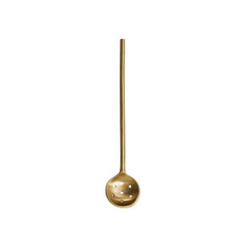 8"L BRASS OLIVE SPOON, BRUSHED FINISH