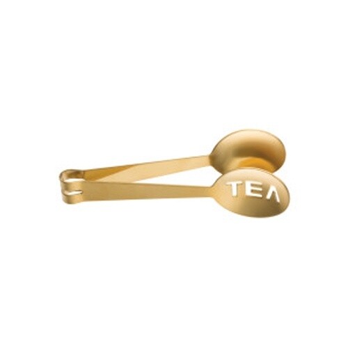 5"L STAINLESS STEEL "TEA" TONGS, GOLD ELECTROPLATED