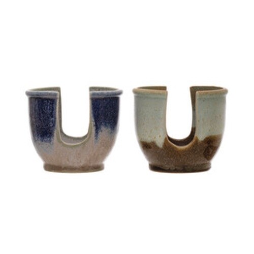 4" ROUND X 3-1/2"H STONEWARE SPONGE HOLDER,