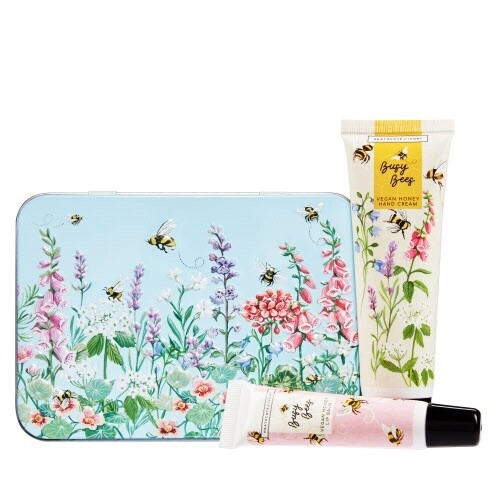 BUSY BEES HAND &amp; LIP TIN (HAND CREAM 50ML &amp; LIP BALM 10ML)