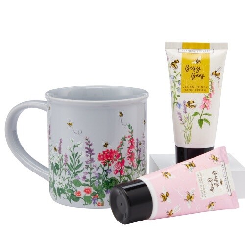 BUSY BEES MUG SET (CERAMIC MUG WITH HAND CREAMS 2 X 50M