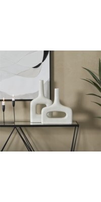 WHITE VASE WITH HOLE SET OF 2