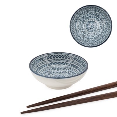 BLUE STITCH SAUCE DISH 3"