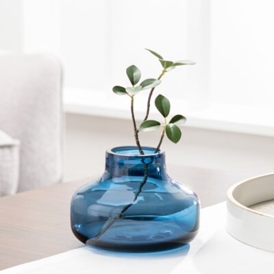 BLUE GLASS VASE MINI 4"H
