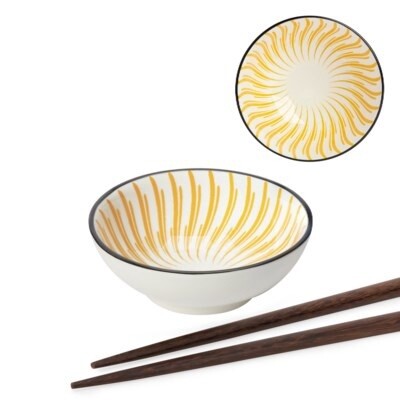 YELLOW STARBURST SAUCE BOWL 3"
