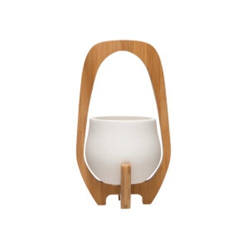 STONEWARE PLANTER BAMBOO STAND