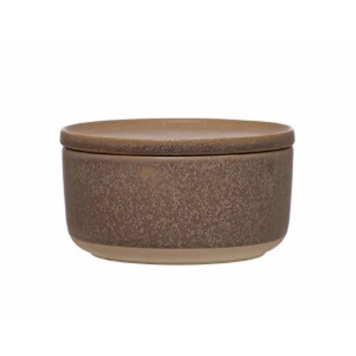 6-1/4" Round x 3-1/4"H Stoneware Bowl w/ Lid, Reactive Glaze, Matte Lilac Color