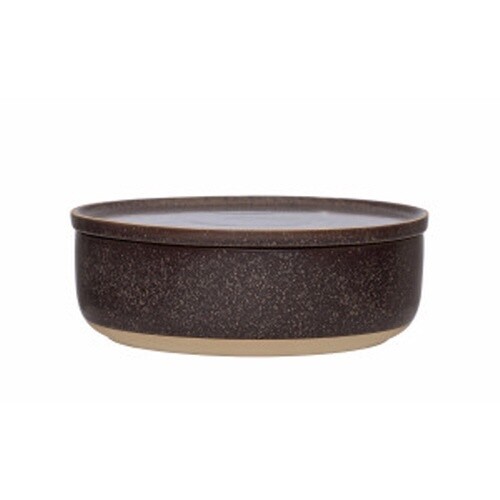 7-3/4" Round x 3-1/4"H Stoneware Bowl w/ Lid, Reactive Glaze, Matte Plum