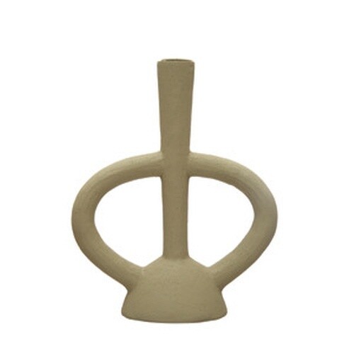 7-3/4"L x 3-1/4"W x 9-1/2"H Resin Taper Holder, Matte Cream Color