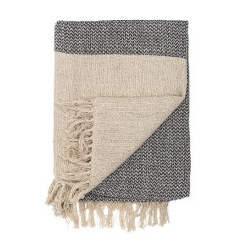 63"L x 51"W Cotton KnitThrow w/ Fringe, Grey