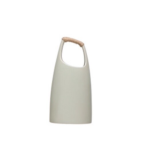 6-1/2"L x 3-1/2"W x 13-1/4"H Stoneware Vase w/ Rattan Wrapped Handle, Grey