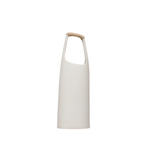 6-3/4"L x 3-1/2"W x 19"H Stoneware Vase w/ Rattan Wrapped Handle, White