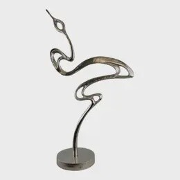 SILVER METAL HERON STANDING