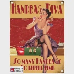 LARGE METAL SIGN - HAND BAG DIVA