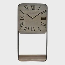 METAL FREESTANDING CLOCK WITH SHELF