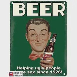 SMALL METAL SIGN- FUNNY BEER