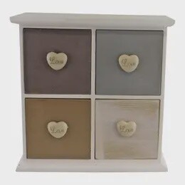 WHITE AND NEUTRAL COLOURED LOVE HEART TRINKET DRAWERS