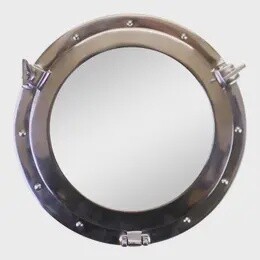 SILVER METAL PORT HOLE MIRROR