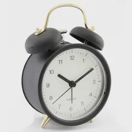 BLACK AND GOLD RETRO ALARM CLOCK