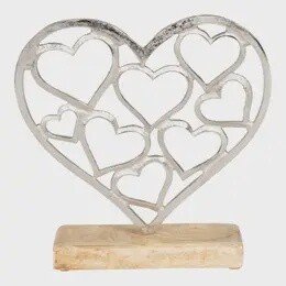METAL SILVER HEART ON STAND