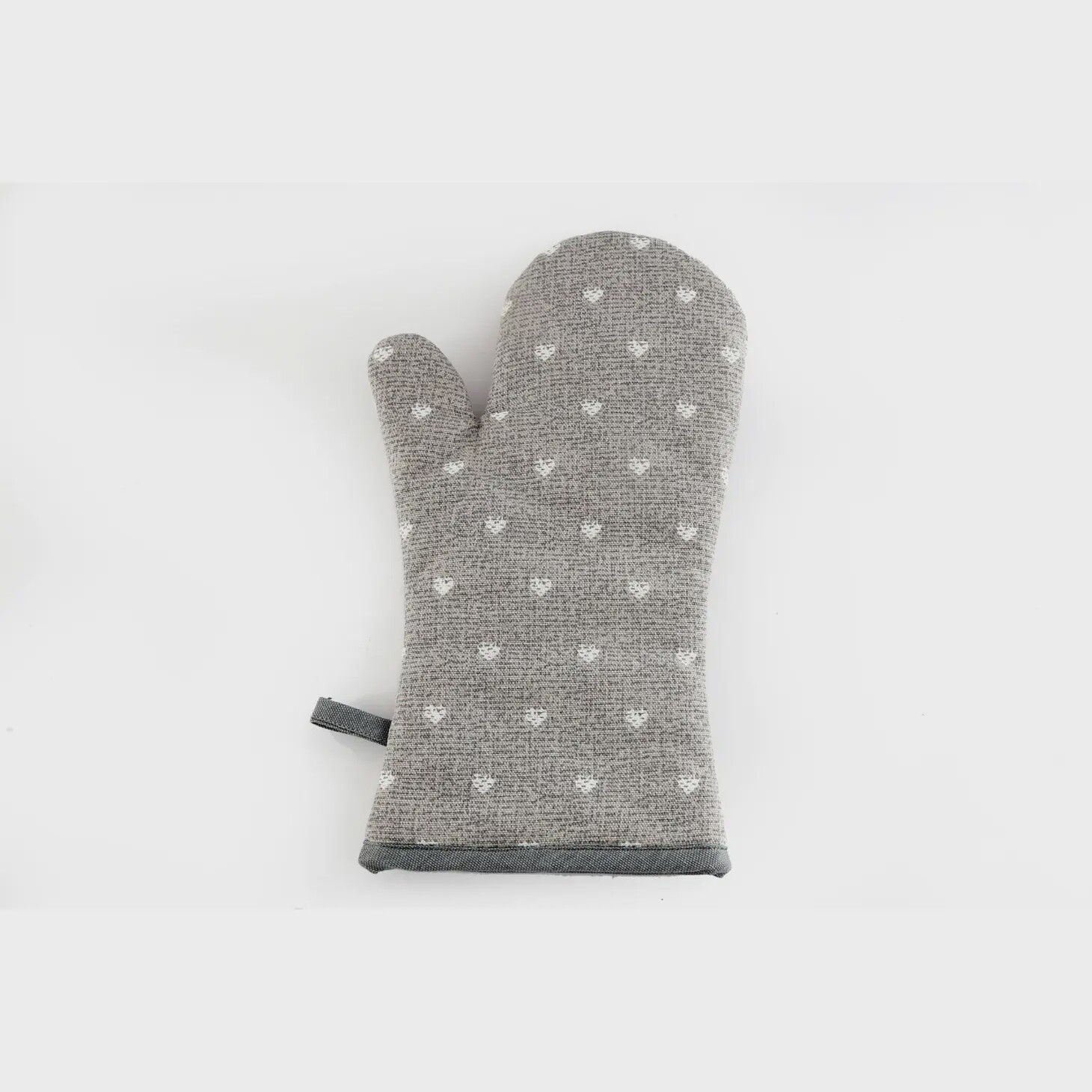 OVEN MITT HEART PATTERN GREY