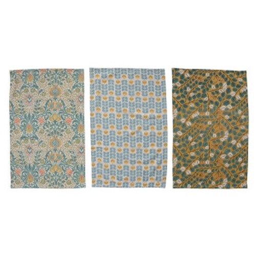 28"L x 18"W Woven Cotton Printed Tea Towel w/ Botanical Pattern asst.