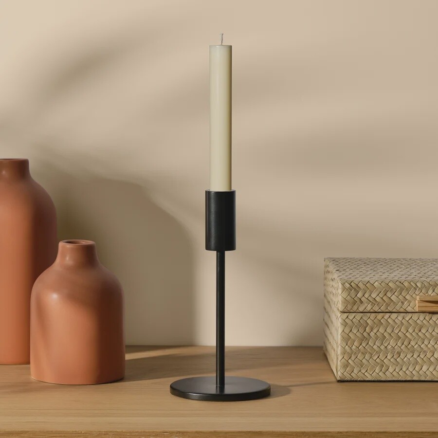Lumen Matte Black 7.5h" Metal Taper Candle Holder