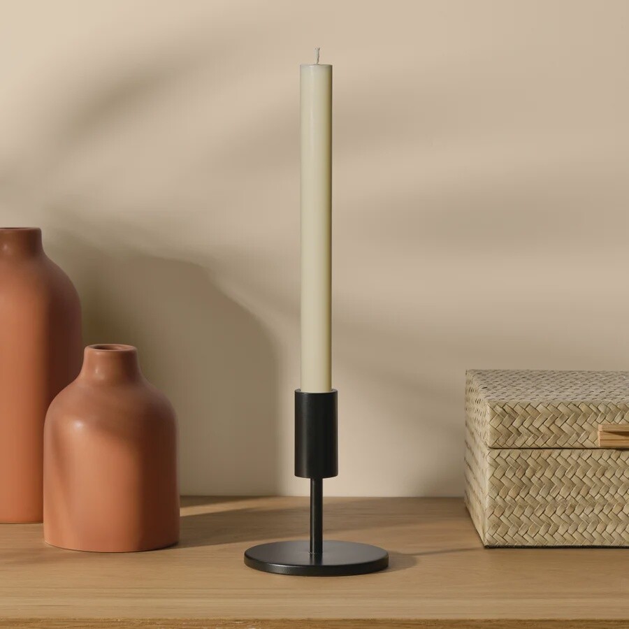 Lumen Matte Black 4.5h" Metal Taper Candle Holder