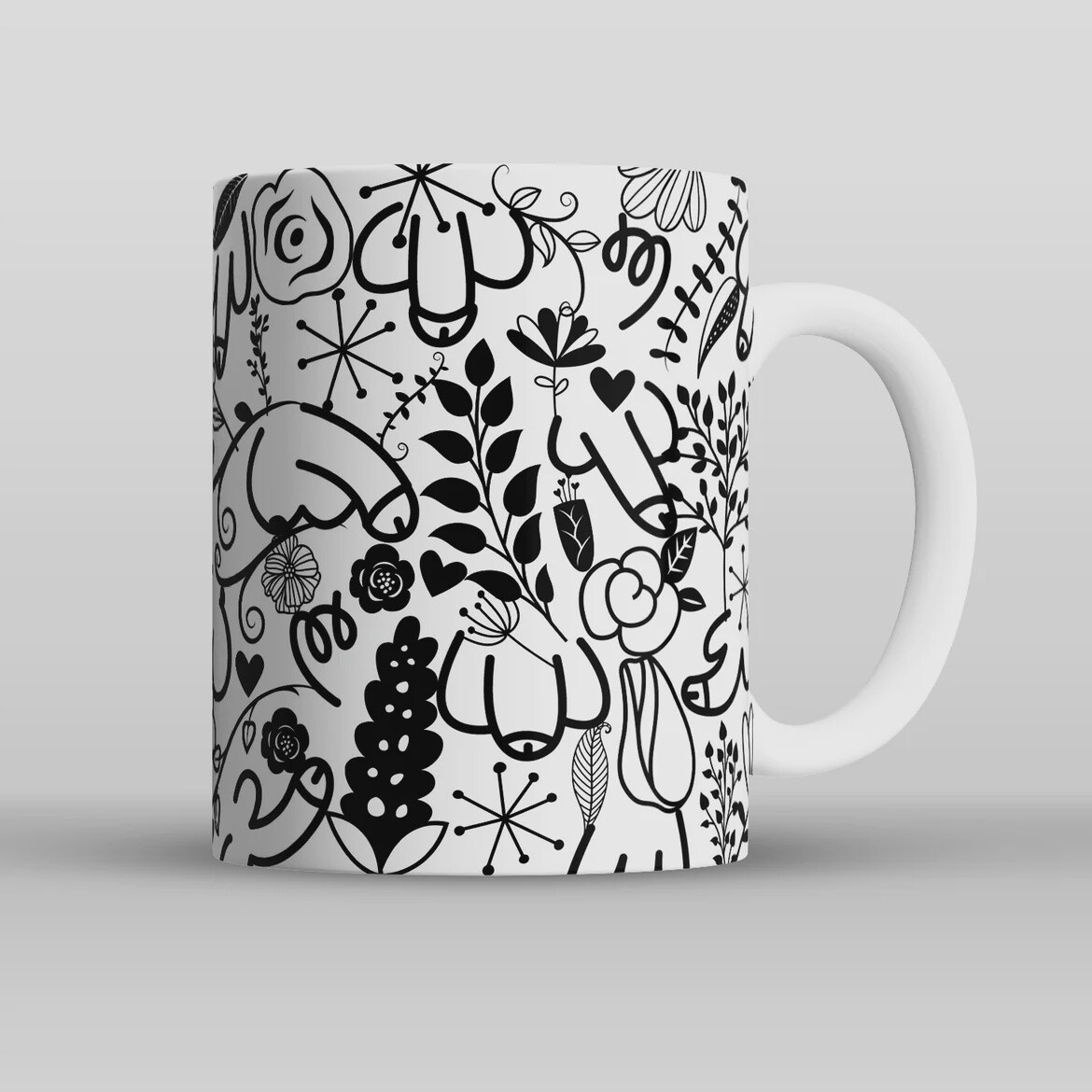 BLACK DOODLE D*CK  MUG