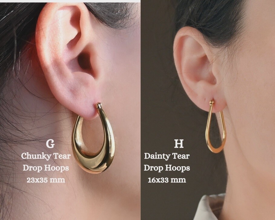 18K GOLD DAINTY TEAR DROP HOOPS