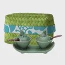 CERAMIC SALT AND PEPPER BOX SET - FROGS